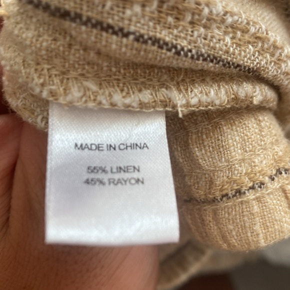 Anthropologie Drew Linen Blend Wideleg Side Split Tan Pants | Size XS - Picture 6 of 7